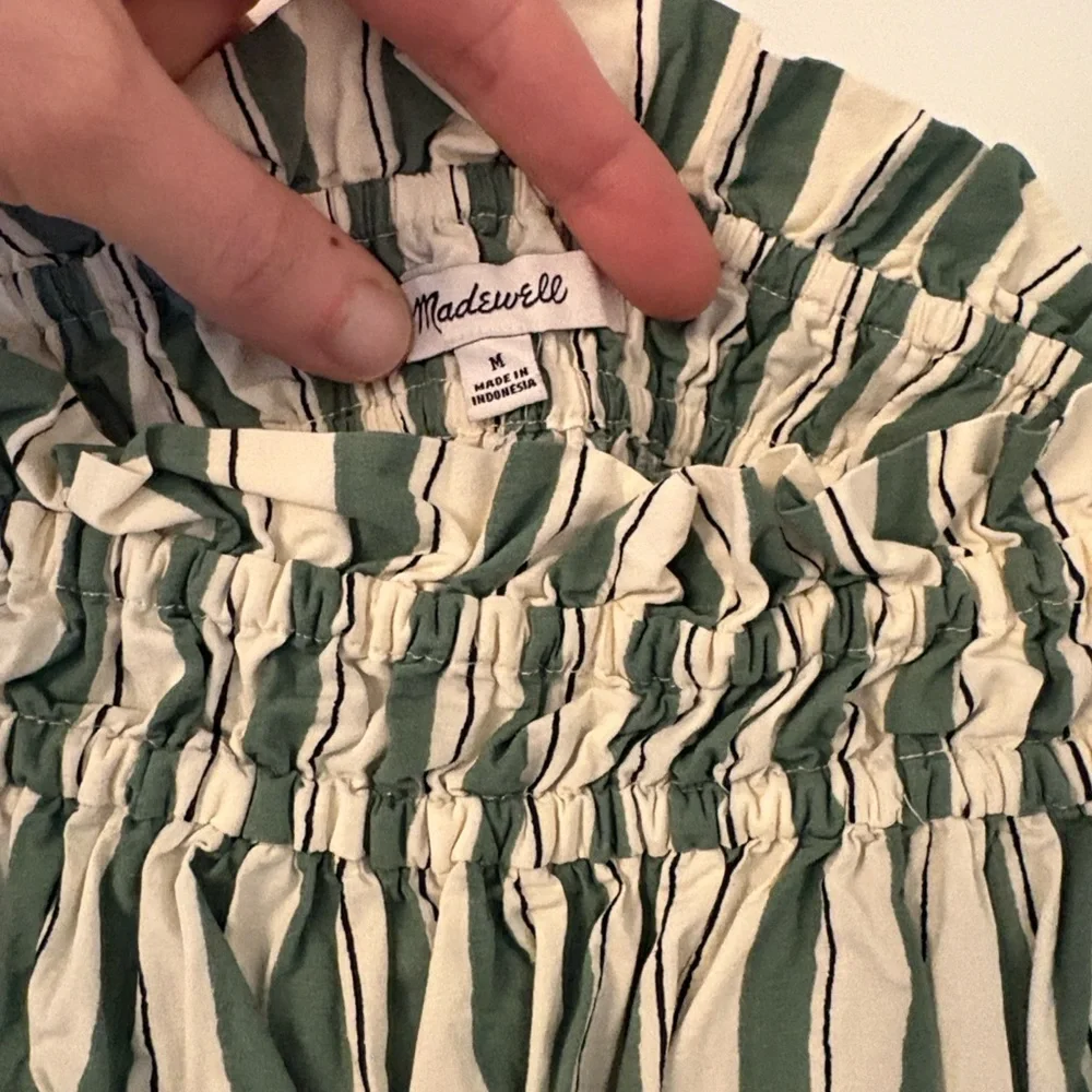 Madewell Striped Green & White Summer Dress - Picture 3 of 4